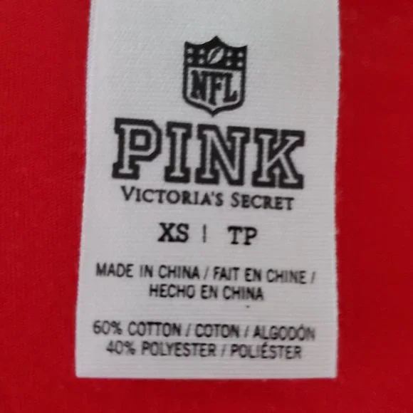 Victorias Secret Pink San Francisco 49ers Bling V-Neck T-Shirt | NWOT | XS | Red - Picture 9 of 10